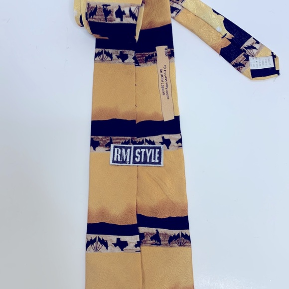 RM Style | Yellow & Black Cowboy Sunset Riders Necktie | 2000 Ralph Marlin & CO - Picture 6 of 9